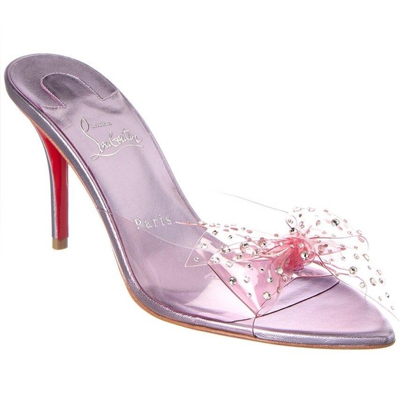 Christian Louboutin Shoes - Christian Louboutin Crystal Strass Bow PVC Mule Sandals Pink Purple Size 40 NEW